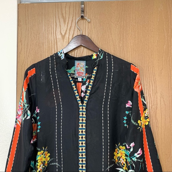 JOHNNY WAS EULIA SILK FLORAL TUNIC BLOUSE TOP - Picture 5 of 13
